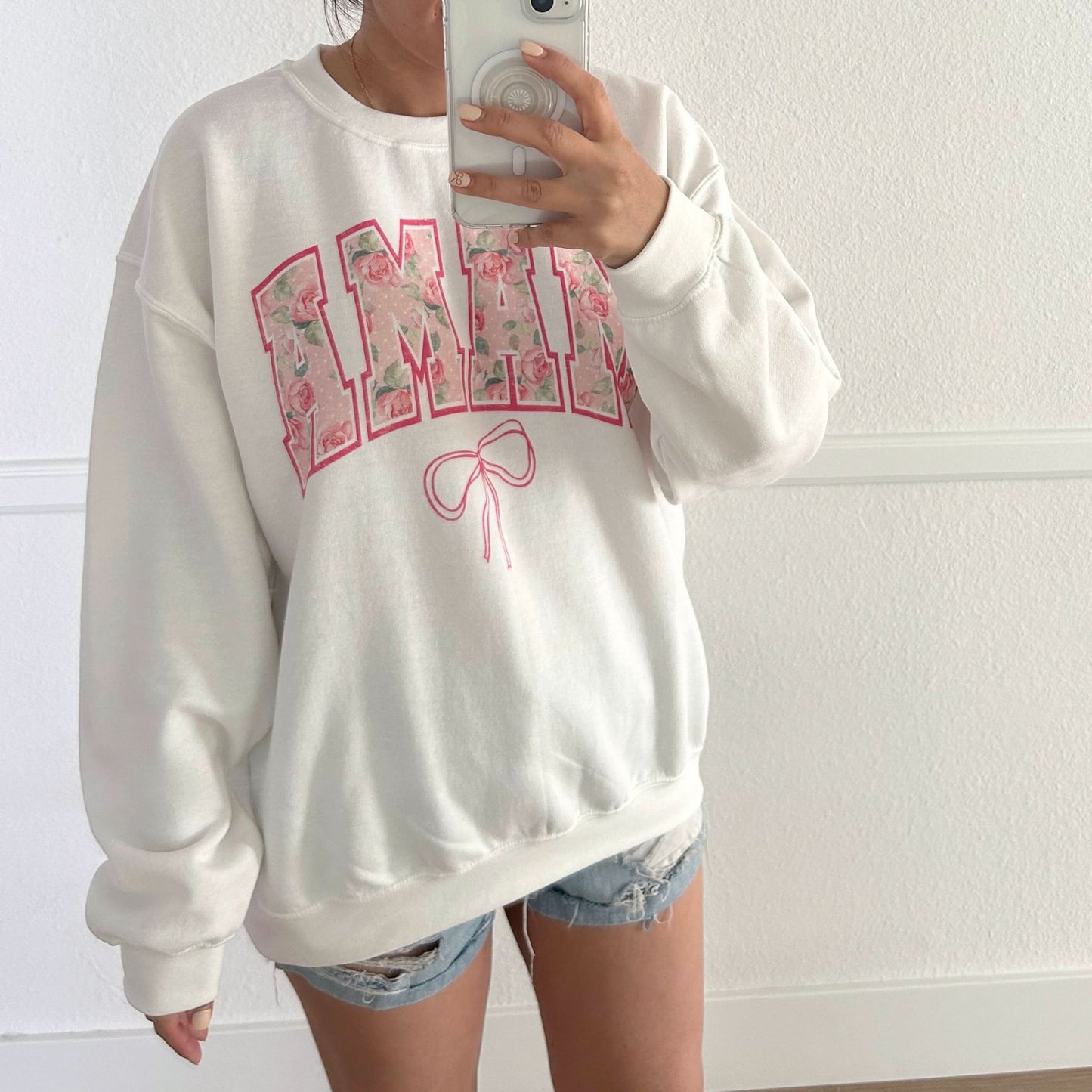 Women's Rose MAMA Bow Graphic Sweatshirt - 3 Colors kids outfit