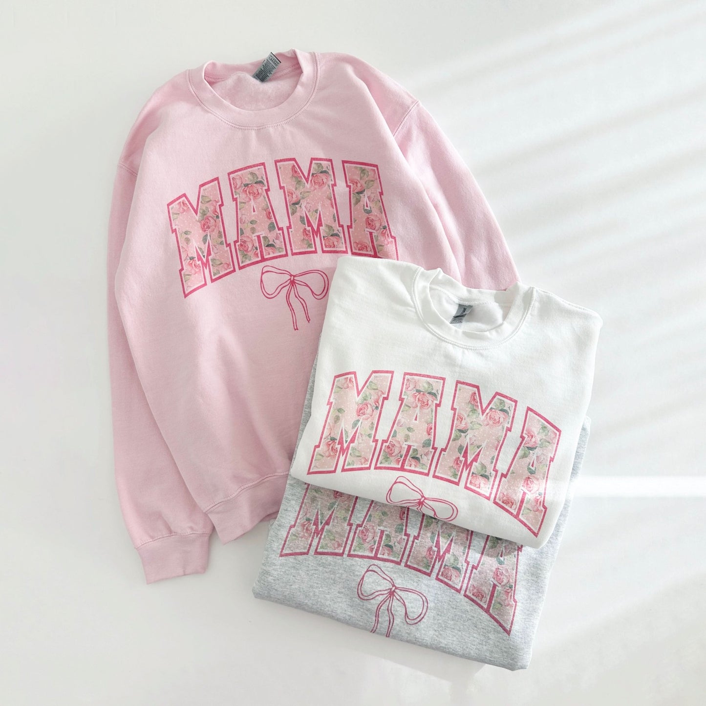 Women's Rose MAMA Bow Graphic Sweatshirt - 3 Colors kids outfit