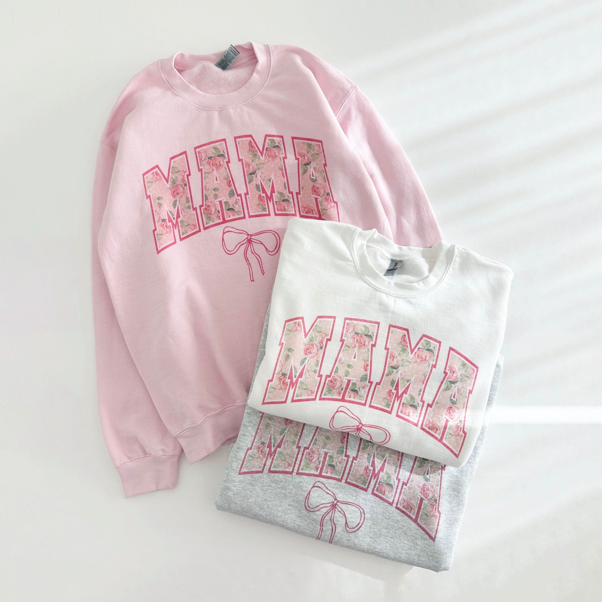 Women's Rose MAMA Bow Graphic Sweatshirt - 3 Colors kids outfit