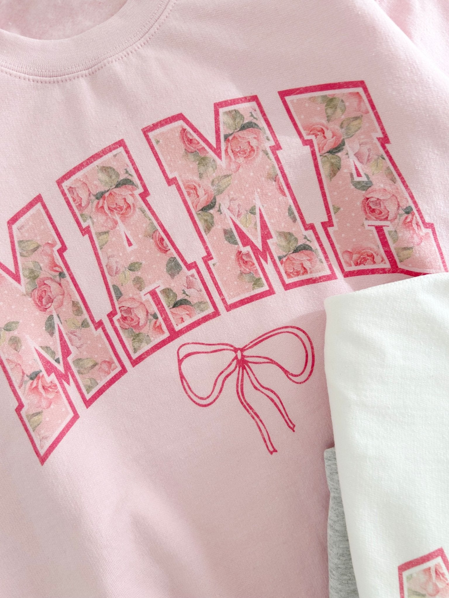 Women's Rose MAMA Bow Graphic Sweatshirt - 3 Colors kids outfit