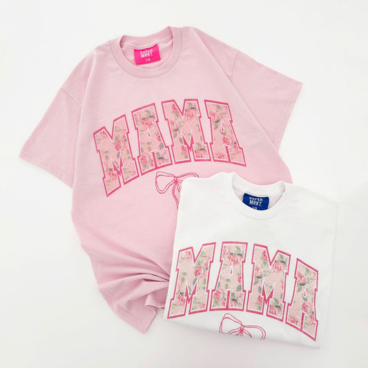Women's Rose MAMA Bow Oversized Graphic Tee - 2 Colors kids outfit