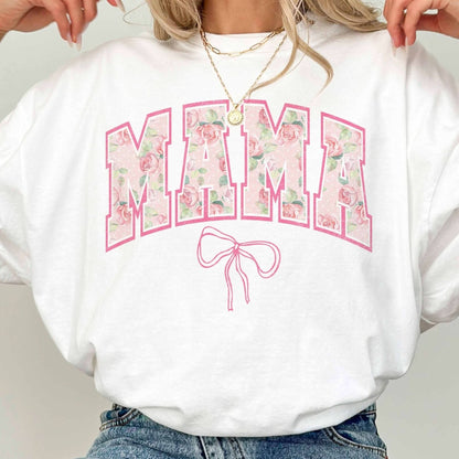 Women's Rose MAMA Bow Oversized Graphic Tee - 2 Colors kids outfit