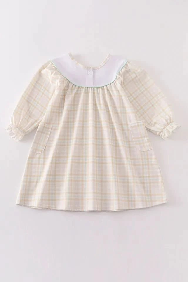 Yellow Pumpkin Yoke Embroidery Dress (6m - 5y) - Yellow kids outfit