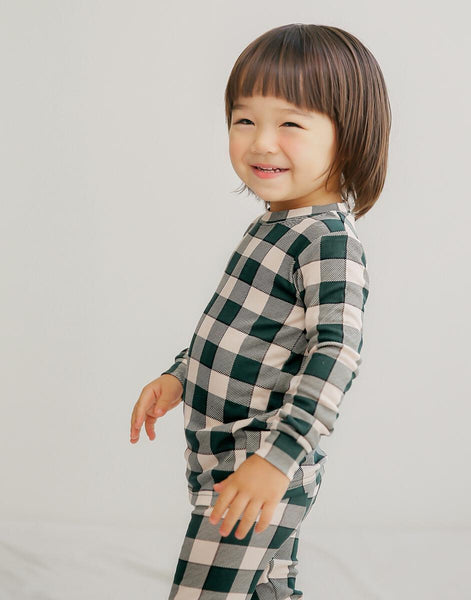 Toddler Kids Plaid 2 Piece Pajama Set (1-5y) - Green - AT NOON STORE