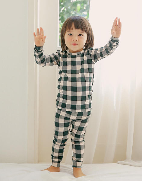 Toddler Kids Plaid 2 Piece Pajama Set (1-5y) - Green