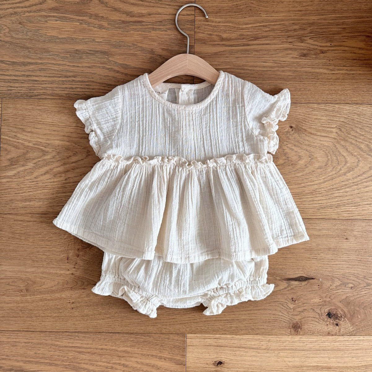 Baby Ruffle Top and Bloomer Shorts Set (3-18m) - Ivory - AT NOON STORE