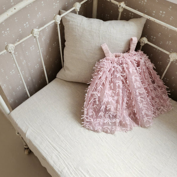 Baby 3D Flowers Sleeveless Lace Dress Romper (3-18m) - Beige Pink