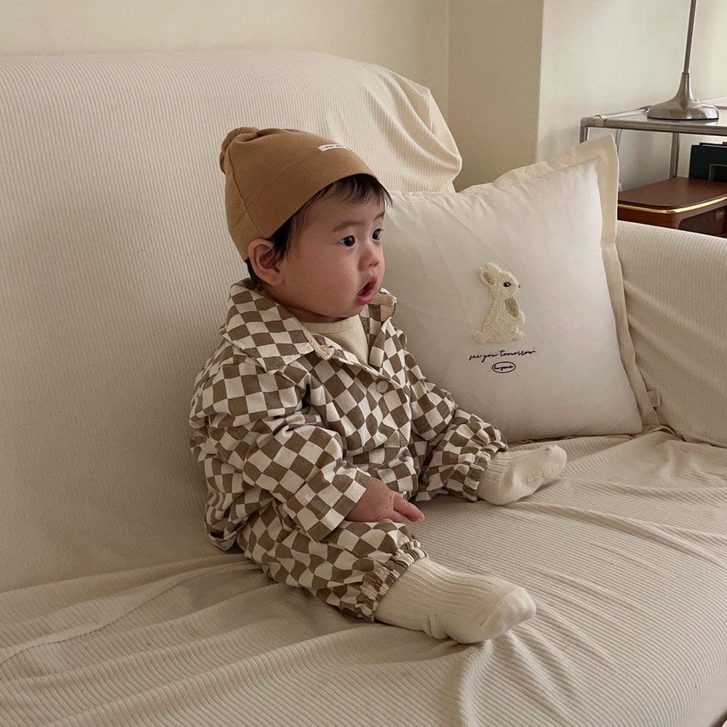 Toddler Checkered Shirt (3-36m) - Check Beige - AT NOON STORE