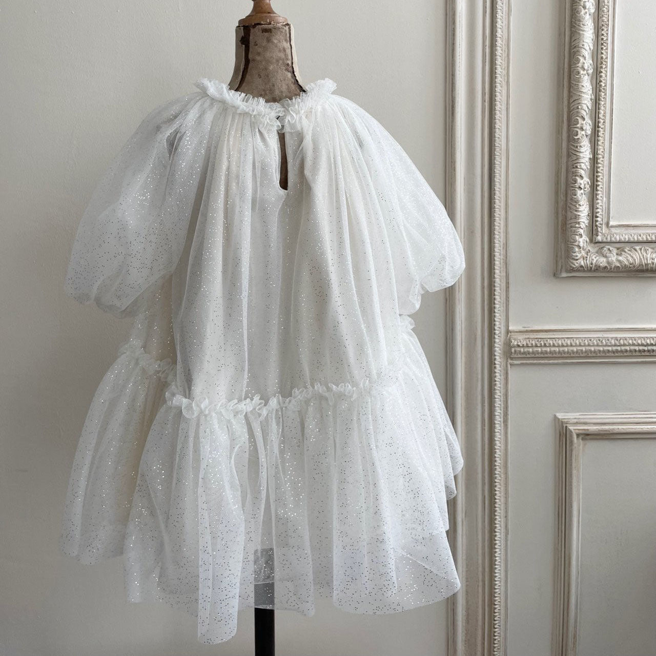 Monbebe Princess Puff Sleeve Tulle Dress (6m-5y) - Glitter - AT NOON STORE