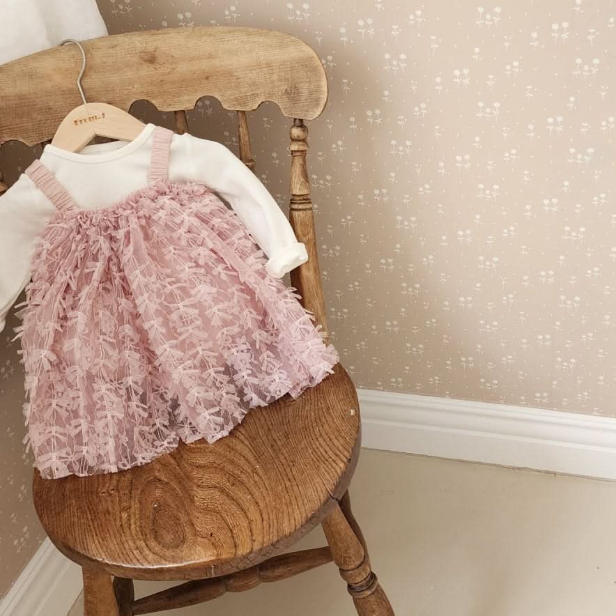 Baby 3D Flowers Sleeveless Lace Dress Romper (3-18m) - Beige Pink - AT NOON STORE