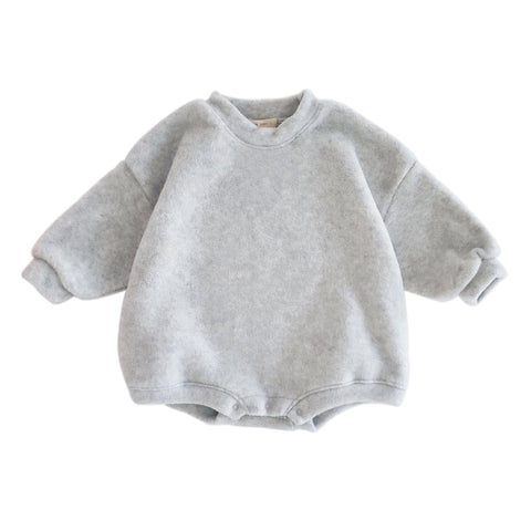 Baby Fleece Sweatshirt Romper (3-24m) - Gray - AT NOON STORE