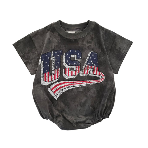 Baby USA Tie-Dye T-Shirt Romper (0-18m) - Gray