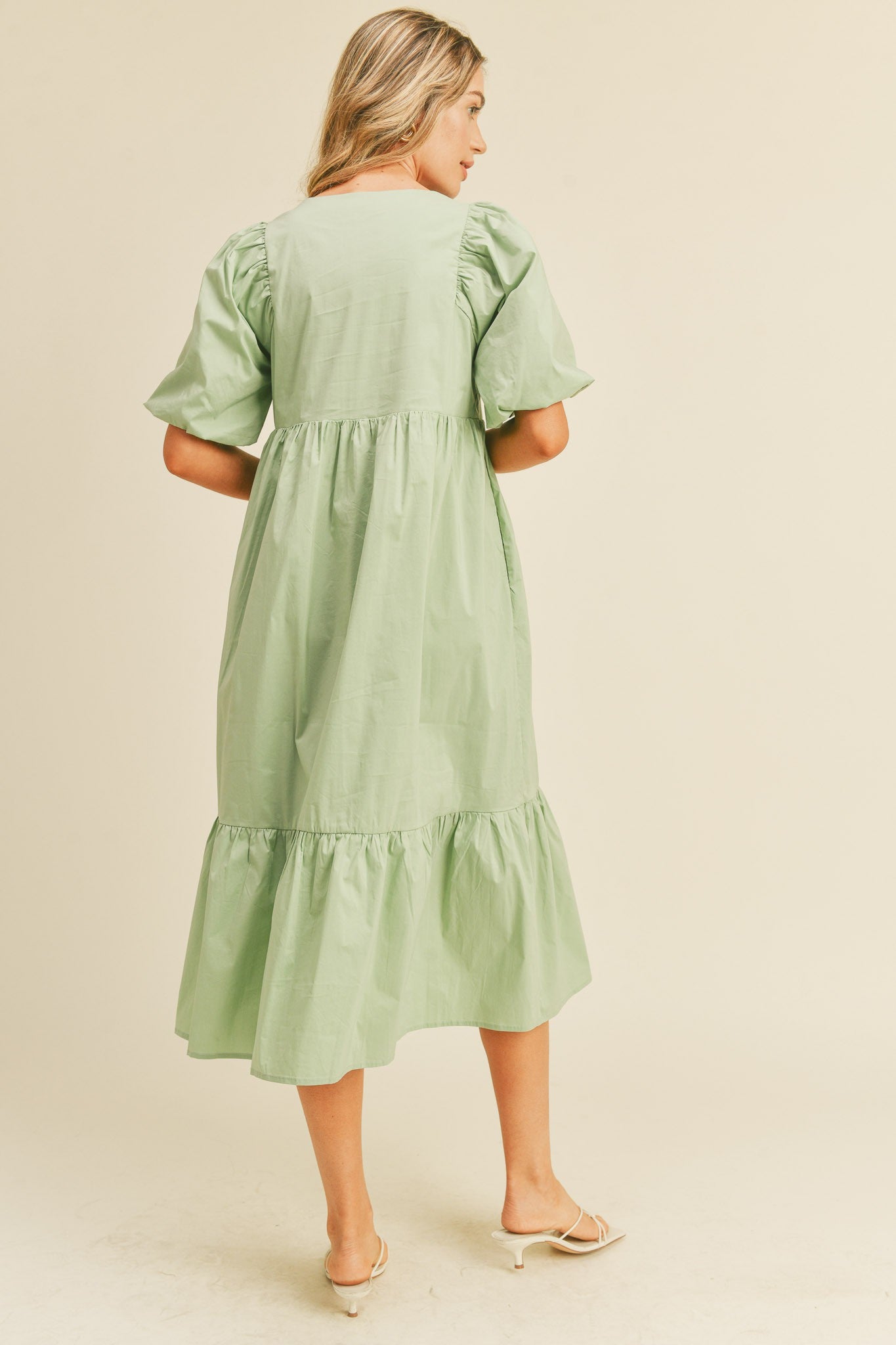 Balloon Sleeve Oversized Dress (Mama) - Mint - AT NOON STORE