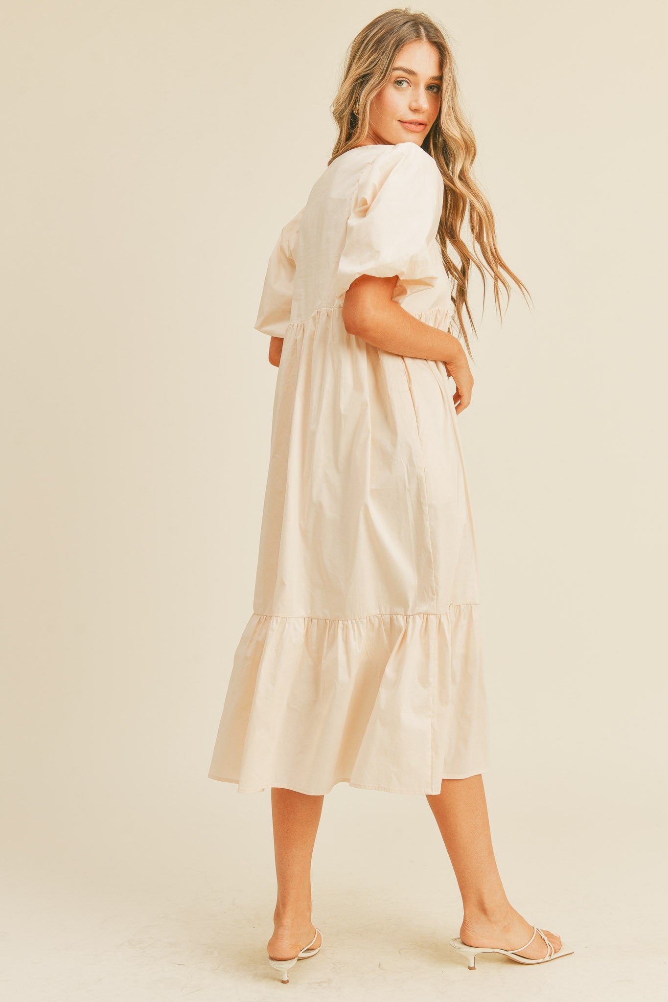 Balloon Sleeve Oversized Dress (Mama) - Cream - AT NOON STORE