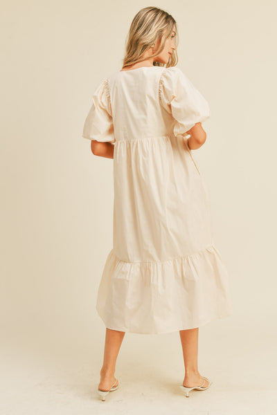 Balloon Sleeve Oversized Dress (Mama) - Cream - AT NOON STORE