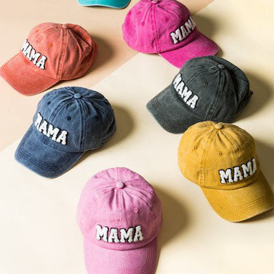MAMA Chenille Patch Cap - Washed Mustard