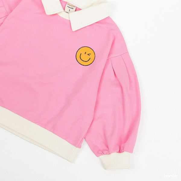 Girls Collared Smiley Face Sweatshirt and Skirted Leggings Set (15m-5y) - Pink - AT NOON STORE