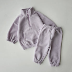 Kids Fleece Half-Zip Pullover and Jogger Pants Set (1-5y) - Purple