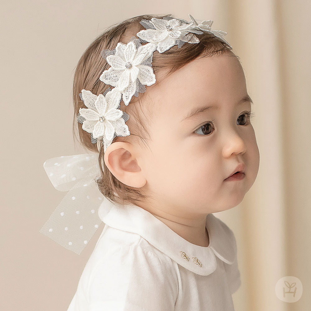 Baby Crystal Flower Lace Headband (3-18m) - AT NOON STORE