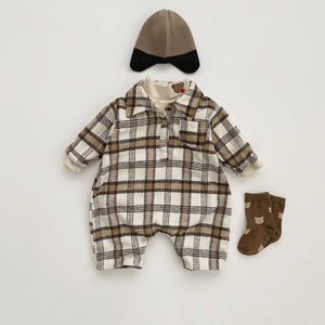 Baby Collared Flannel Jumpsuit (3-18m)