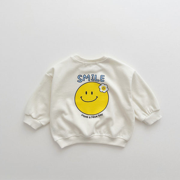 Kids Flower Smiley Face Sweatshirt (1-5y) - Cream - AT NOON STORE