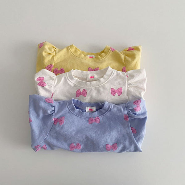 Toddler Bow Printed Puff Sleeve Sweatshirt (3-4y) - Blue