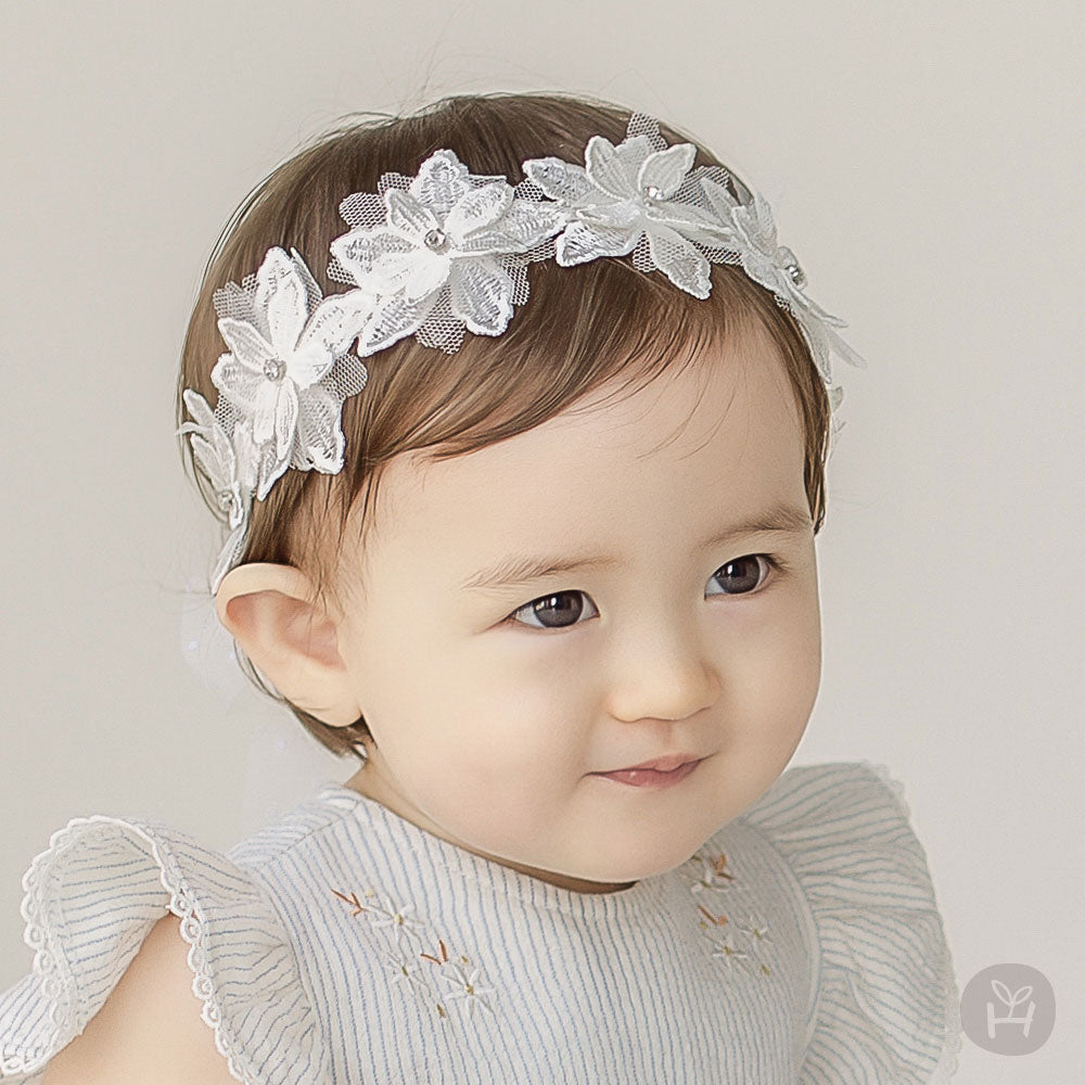 Baby Crystal Flower Lace Headband (3-18m) - AT NOON STORE