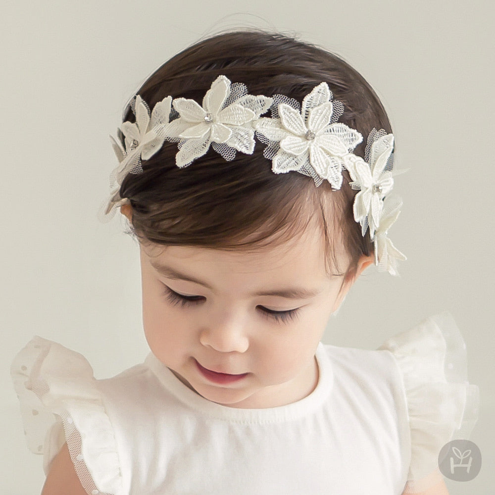 Baby Crystal Flower Lace Headband (3-18m) - AT NOON STORE