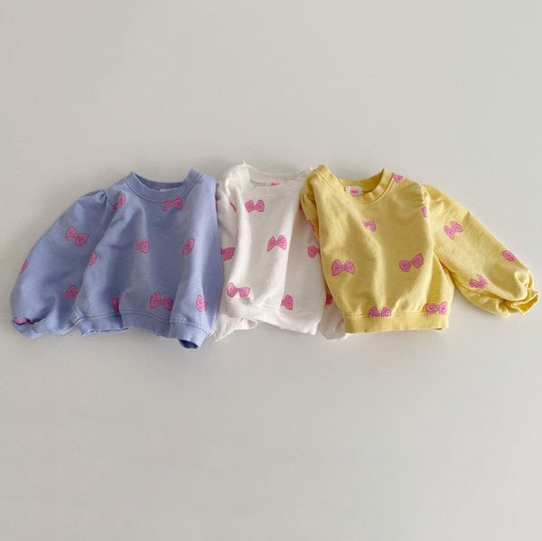 Toddler Bow Printed Puff Sleeve Sweatshirt (3-4y) - Blue