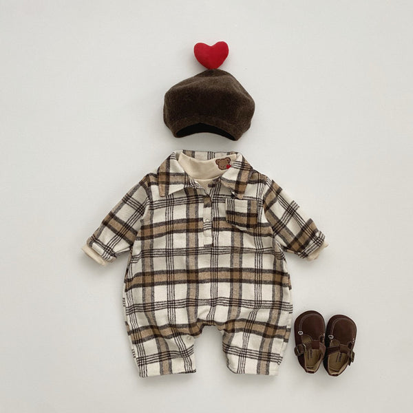 Baby Collared Flannel Jumpsuit (3-18m)
