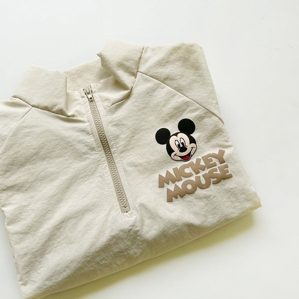 Toddler Mickey Half-Zip Pullover, Jogger Pants, and Shorts Set (1-5y) - Beige - AT NOON STORE