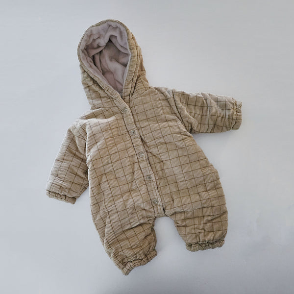 Baby Hooded Corduroy Padded Snowsuit (3-18m) - Beige - AT NOON STORE