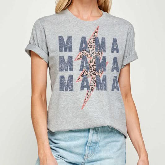 3 MAMA Graphic Top - Heather Gray kids outfit
