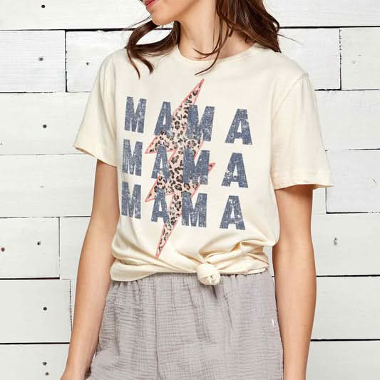 3 MAMA Graphic Top - Vintage White kids outfit