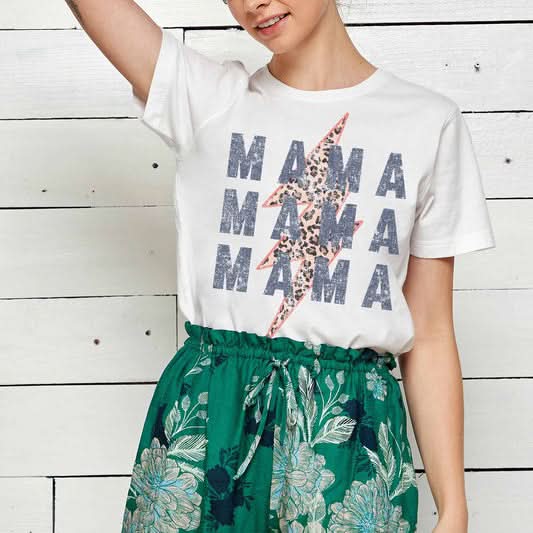 3 MAMA Graphic Top - White kids outfit