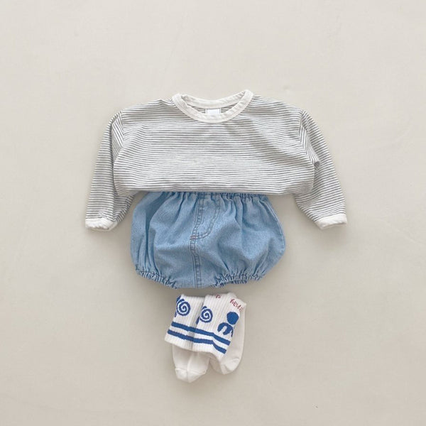 Baby Cotton Tee and Denim Bloomer Set (3-18m) - 2 Colors - AT NOON STORE