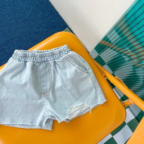 Toddler Denim Distressed Shorts  (2-5y) - Light Blue