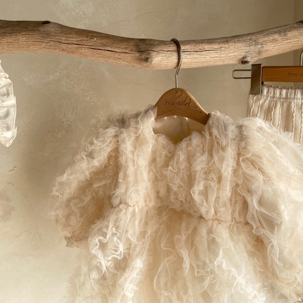 Baby Ann Long Sleeve 3D Lace Floral Detail Dress Romper (3-18m) - Cream