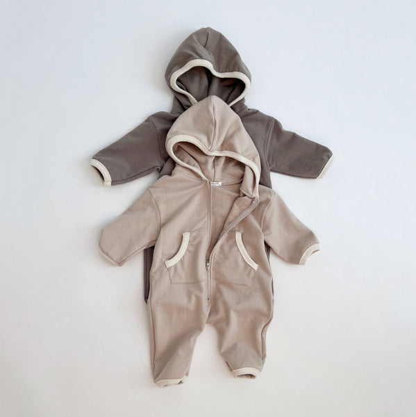 Baby Pocket Hooded Zip-up Jumpsuit (2-18m) - Gray - AT NOON STORE