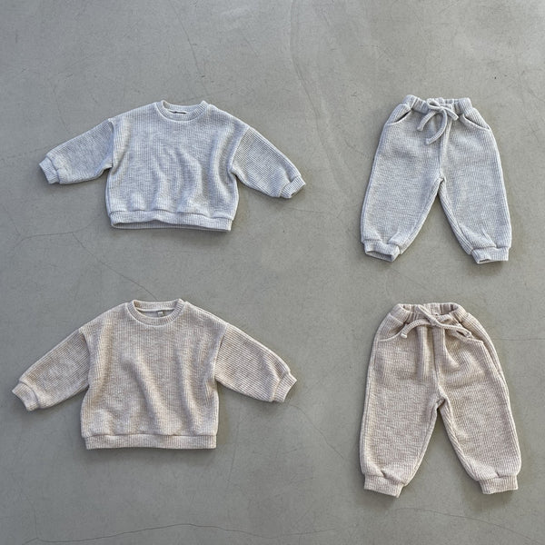 Kids Cheese Ribbed Sweatshirt and Jogger Pants Set (1-5y) - 2 Colors