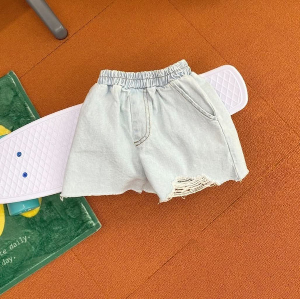 Toddler Denim Distressed Shorts  (2-5y) - Light Blue