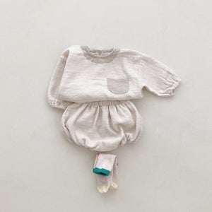 Baby Pocket Top and Bloomer Shorts Set (3-18m) - Oat - AT NOON STORE