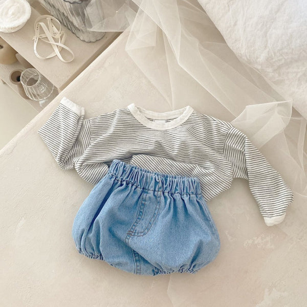 Baby Cotton Tee and Denim Bloomer Set (3-18m) - 2 Colors - AT NOON STORE