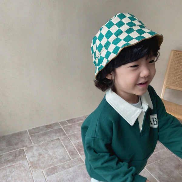Kids Reversible Checker Corduroy Bucket Hat (3-6y) - 2 Colors