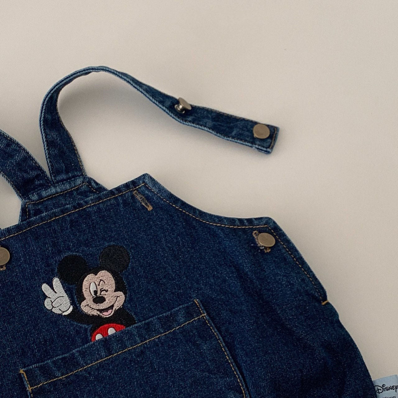 Baby V Mickey Mouse Embroidery Shortalls (3-18m) - Denim - AT NOON STORE