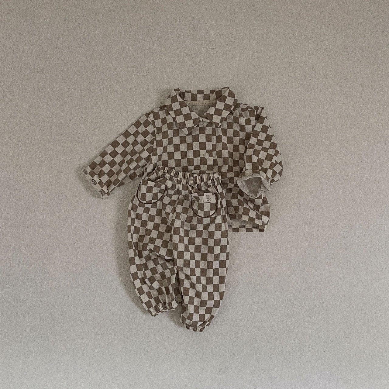 Toddler Checkered Shirt (3-36m) - Check Beige - AT NOON STORE