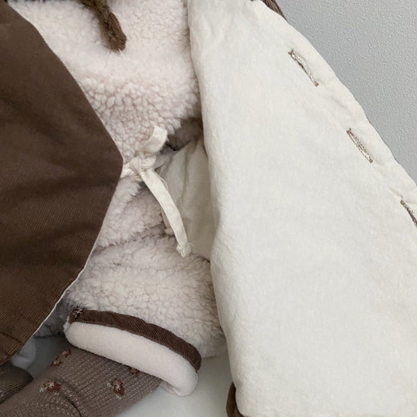 Baby Corduroy Hood Padded Jacket (3-18m) - Beige