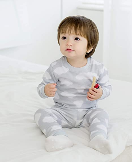 Toddler Kids Cloud Printed 2 Piece Pajama Set (1-5y) - Gray - AT NOON STORE