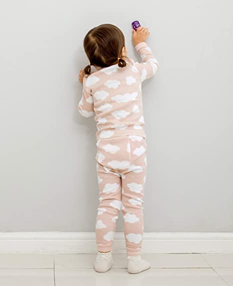 Toddler Kids Cloud Printed 2 Piece Pajama Set (1-5y) - Pink - AT NOON STORE