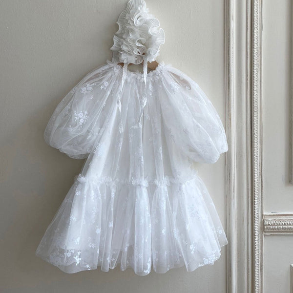 Monbebe Princess Puff Sleeve Tulle Dress (6m-5y) - Floral - AT NOON STORE